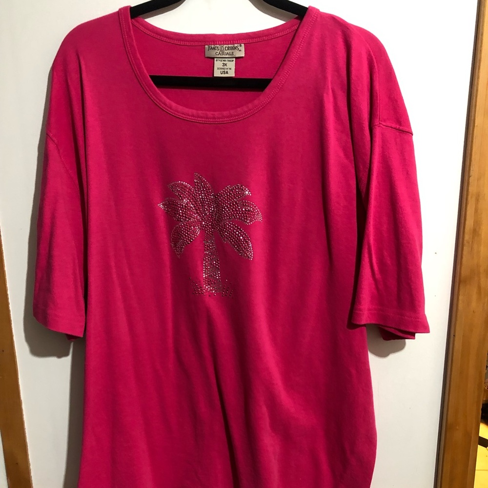 NWOT Isaac’s Designs Palm Tree Hot Pink Shirt